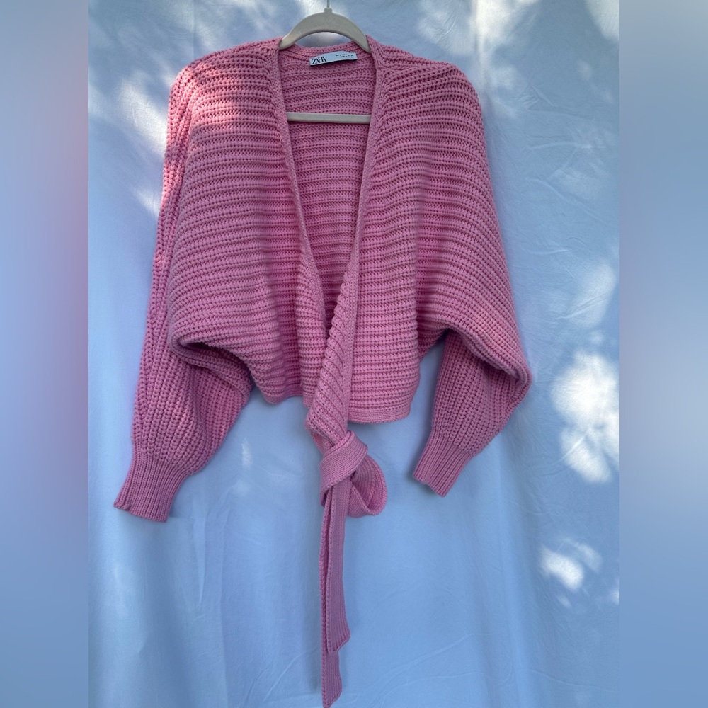 Zara Soft Pink Crochet Sweater Small